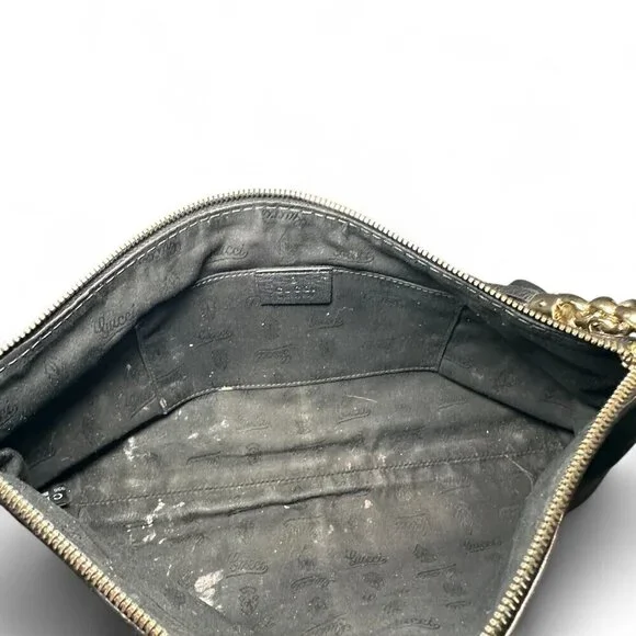 GUCCI Black Pebbled Leather Sienna Tassel Clutch Bag - Picture 8 of 15